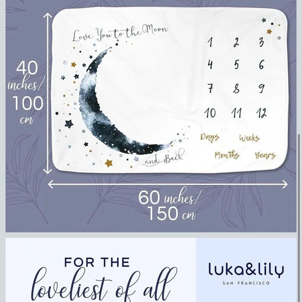 Baby Milestone Blanket with Moon and Stars Design like new